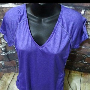 Purple VNeck Athletic Attire Rouched Top